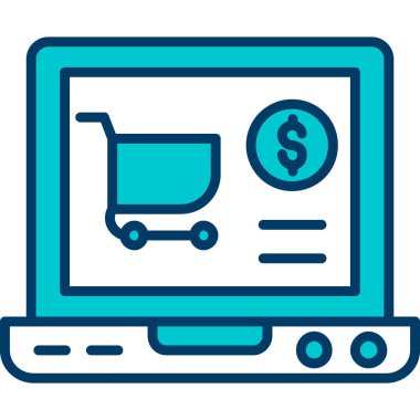 çevrimiçi alışveriş simgesi vektör illüstrasyonu