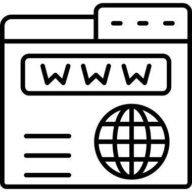 Tarayıcı web sayfası simgesi. beyaz arkaplanda izole edilmiş web tasarımı için web tarayıcı simgesi