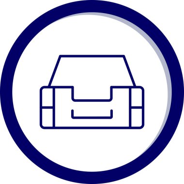 Araba ikonu. Vektör biçimi düz ikonik semboldür. Mavi renk, yuvarlak daire, beyaz arkaplan