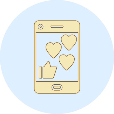 kalp simgesi ve vektör illüstrasyonlu akıllı telefon