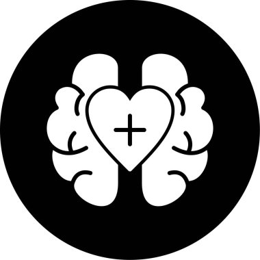 Ortasında kalp ve kalp olan beynin vektör illüstrasyon simgesi