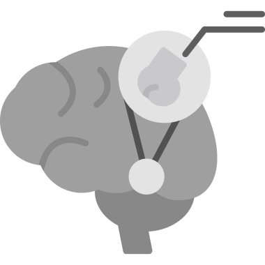 Tıbbi sembollü beyin, düz stil tasarımı