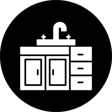 Kabine simgesi beyaz arkaplanda izole edilmiş basit bir şekilde.