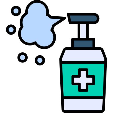 Şişe sabun hijyen ikonu - ana hatlarıyla doldurulmuş -