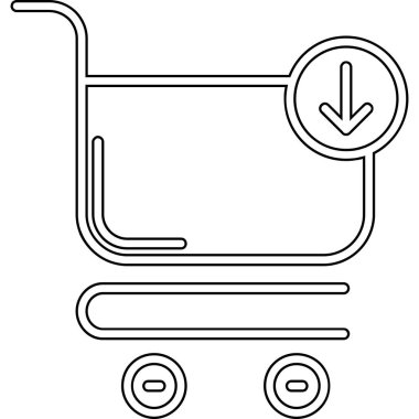 Alışveriş arabası ikonu. Web için alışveriş tramvayı vektör simgesinin özet çizimi