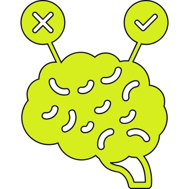 Çizgi film yeşil ve beyaz beynin vektör çizimi