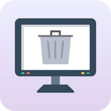 Çöp kutusu olan bir dizüstü bilgisayar, vektör illüstrasyonu