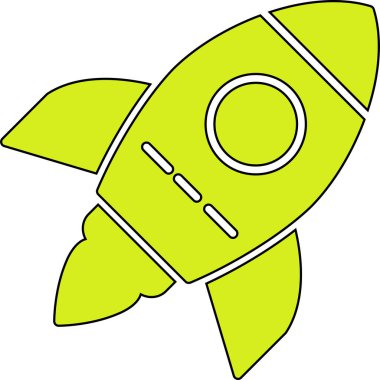 Roket. Web simgesi basit illüstrasyon