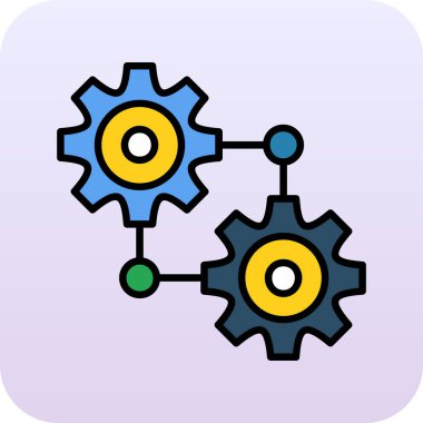 Çarkların ve atom simgesinin vektör çizimi