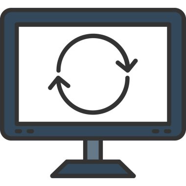 İş dünyası için web simgesi, masaüstü bilgisayar simgesinin vektör illüstrasyonu