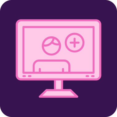 Video oyunu simgesi, vektör illüstrasyonlu bilgisayar monitörü