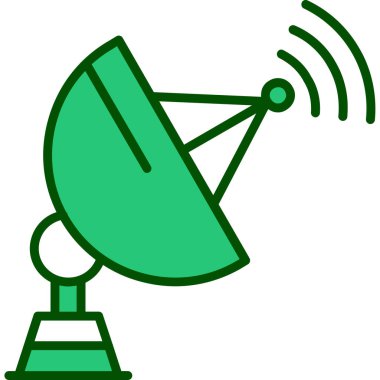 Uydu anten simgesi renk ana hatları vektörü
