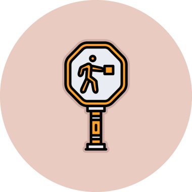 Trafik işareti simgesi. İnce çizgi vektör çizimi