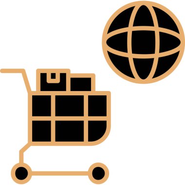 küresel teslimat. Web simgesi vektör illüstrasyonu