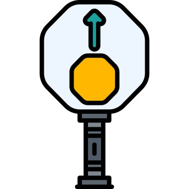 Trafik ışığı simgesi. anahat yol aydınlatma vektör rengi düz izole