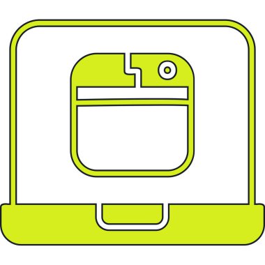 Çizgi film yeşil ve siyah ikonunun vektör çizimi