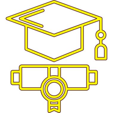 mezuniyet şapkası ve diploma vektör illüstrasyonu