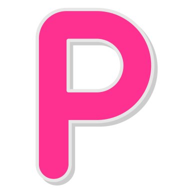 P harfi, beyaz arkaplanda izole edilmiş pembe renk. 3d oluşturma