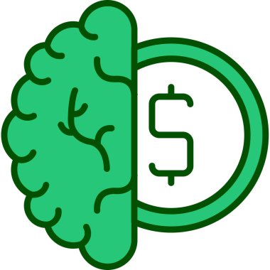 Dolar simgesi ve vektör illüstrasyonlu beyin