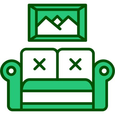 kanepe simgesi, vektör illüstrasyonu beyaz arkaplanda izole edildi