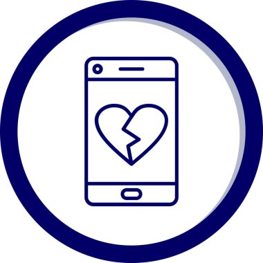 Kırık ekranlı cep telefonu kalbi. vektör illüstrasyonu
