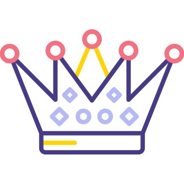 Taç simgesi vektörü. İnce çizgi işareti. izole edilmiş sınır sembolü çizimi