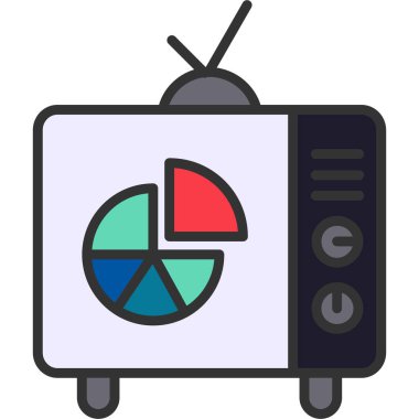 Grafikli televizyon. Çizim tasarım vektörü simgesi