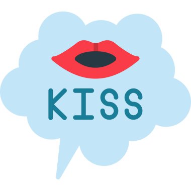 Öpücük düz simge aşk öpücüğü ile