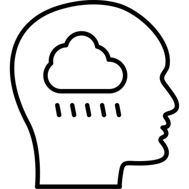 Beyin kafa simgesi ana hatlar biçiminde