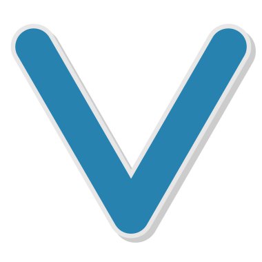 V işareti. Beyaz arkaplanda v simgesi