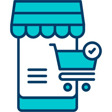 İnternetten alışveriş. Web simgesi basit illüstrasyon