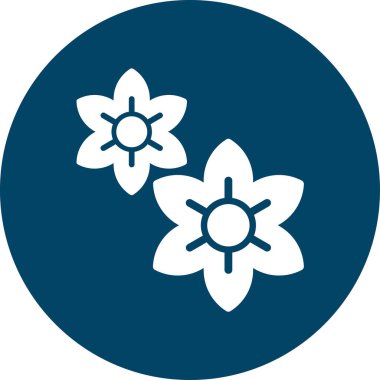 Çiçek yaprakları simgesi beyaz mavi arkaplanda izole edilmiş. vektör illüstrasyonu