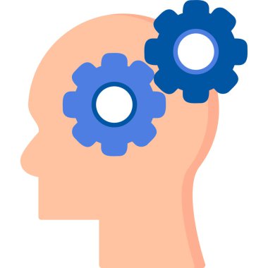 insan kafasında dişli baş, düz vektör simgesi