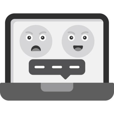 Sohbet baloncukları ve laptopu olan bilgisayar. Düz stil. vektör illüstrasyonu