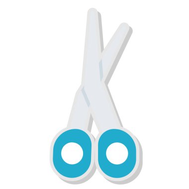 Beyaz arkaplanda izole edilmiş mavi makas simgesi. terzi aksesuarları vektör illüstrasyonu