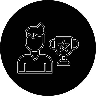 Bir adamın vektör çizimi ve bir kupa simgesi