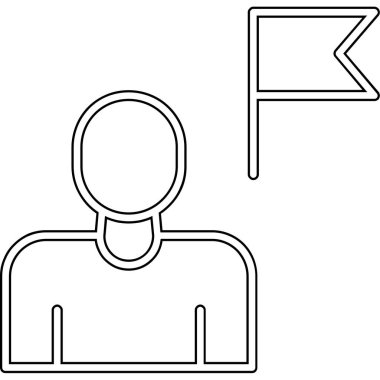 Bayrak iğnesi vektör illüstrasyon tasarımı olan adam