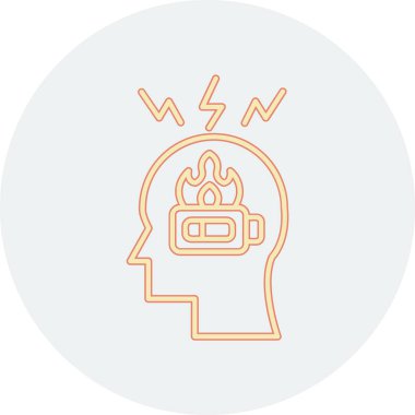 Beyin ince çizgi simgesi, beyin ve şimşek, beyin işareti, vektör grafikleri, beyaz arkaplan üzerinde doğrusal desen,