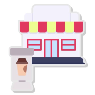 Mağaza vektör simgesi. Beyaz arkaplanda izole edilmiş basit vektör illüstrasyonu