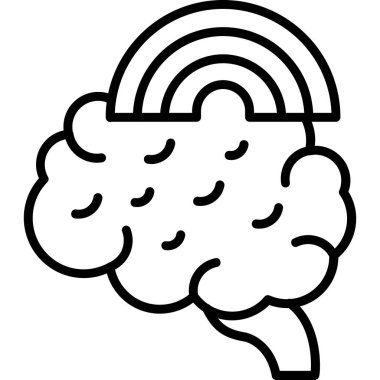 Beyin zihin simgesi ana hatlar biçiminde