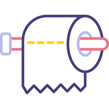 Tuvalet kağıdı ikonu. Renk çemberindeki tuvalet kağıdı simgeleri izole edildi