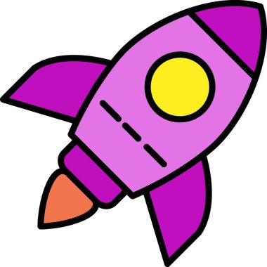 Roket. Web simgesi basit illüstrasyon