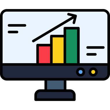 Grafik simgesi renk ana hatları vektörü ile grafik izleyici
