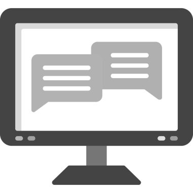 Konuşma baloncuğu simgesi olan dizüstü bilgisayar, düz biçim tasarımı