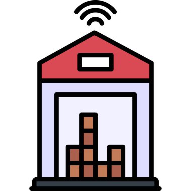 Depo binası ikonu. Taslak depo oluşturma vektör rengi beyaz üzerine izole edilmiş