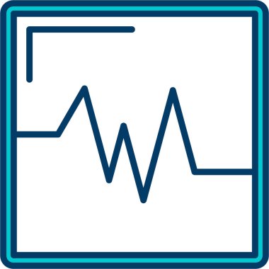 Nabız grafik vektör simgesi. stilde düz çizgi, pürüzsüz mavi renk, yuvarlak açılar, beyaz arkaplan.