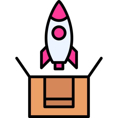 Roket. Web simgesi basit illüstrasyon