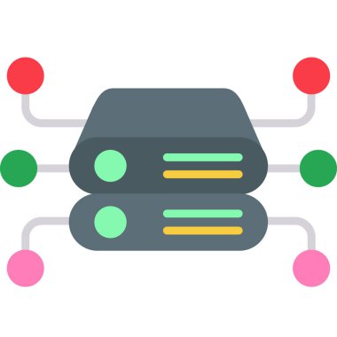 veritabanı sunucu ağı simgesi düz biçimli