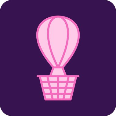 Taslak hava balonu simgesi pembe arka planda izole edildi. Hava yolculuğu sembolü. vektör.