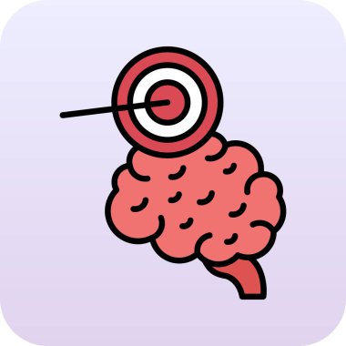 Beyin anatomisi simgesi renk ana hatları vektörü